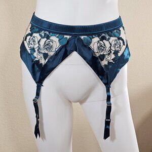 Dita Von Teese Rosabelle Suspender Floral Garter Belt, Shady Spruce, Size L